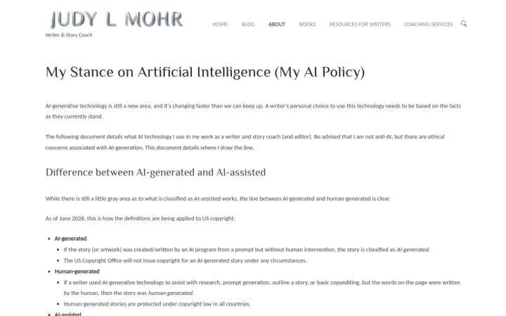 Screenshot of AI Policy